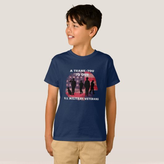 Een dank aan onze Amerikaanse militaire veteraan T-shirt (Voorkant volledig)