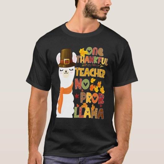 Een dankbare leraar Geen Pro Llama Leraar Dank T-shirt (Voorkant)