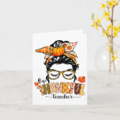 Een dankbare leraar Grappige Messy Bun Herfst Than Kaart (Gele Bloem)