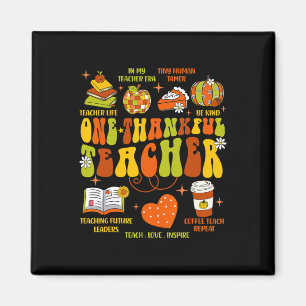 Een dankbare leraar Retro Groovy leraar Thanksgivi Magneet