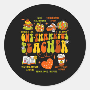 Een dankbare leraar Retro Groovy leraar Thanksgivi Ronde Sticker