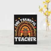 Een dankbare leraar Turkije Thanksgiving Rainbow F Kaart (Gele Bloem)
