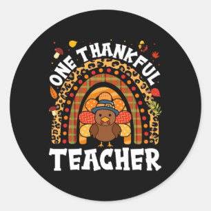 Een dankbare leraar Turkije Thanksgiving Rainbow F Ronde Sticker