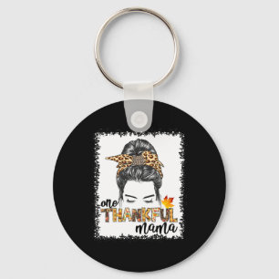 Een dankbare Mama Herfst Herfst Luipaard Messy Bun Sleutelhanger