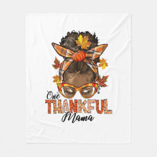 Een dankbare Mama Zwart Messy Bun Herfst Herfst Th Fleece Deken