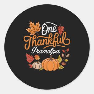 Een dankbare opa Herfst Herfst Thanksgiving pomp Ronde Sticker