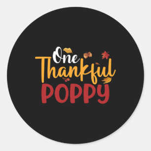 Een dankbare Poppy Funny Thanksgiving Herfst Autum Ronde Sticker