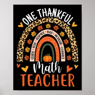 Een dankbare Wiskunde Leraar Grappige Thanksgiving Poster