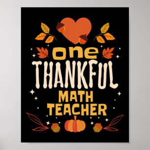Een dankbare Wiskunde Leraar Herfst Thanksgiving Poster