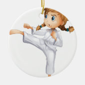 Een dapper meisje dat karate doet keramisch ornament (Voorkant)
