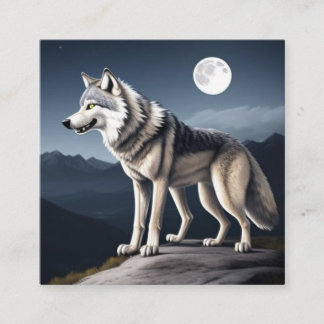 Een dappere wolf vierkante visitekaartje