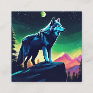 Een dappere wolf vierkante visitekaartje