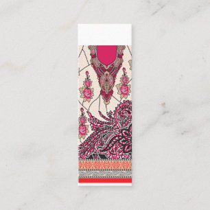 Een decoratief paisley-ontwerp met levendige rode  mini visitekaartje