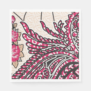 Een decoratief paisley-ontwerp met levendige rode servet