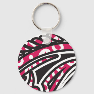 Een decoratief paisley-ontwerp met levendige rode sleutelhanger