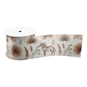 Een decoratief patroon met bruin hertengebladerte lint