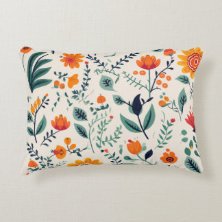 Een decoratieve kussen met een levendig bloemmotie