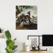 Een Deer Chased door Honden, 1725 Poster (Thuiskantoor)