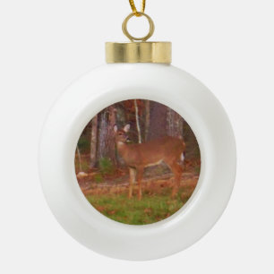Een deer in de Bossen Keramische Bal Ornament