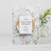 Een delicate traditionele bruiloft uitnodiging (Staand voorkant)