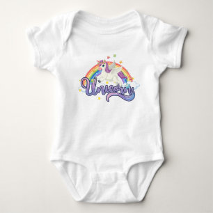 Eén-delige Unicorn Regenboog Baby Shirt Creeper