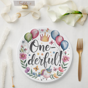 Een-derful Waterverf Eenhoorn Verjaardag Papieren Bordje