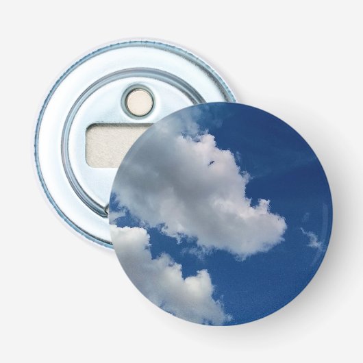 Een diagonale wolk button flesopener (Voorkant)