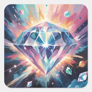 Een diamant in de ruimte vierkante sticker
