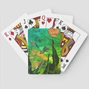 Een dicht uitzicht van fantasiewerelden en hun man pokerkaarten