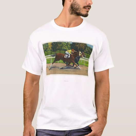 Een dichte afwerking bij het raderspoor, paarden t-shirt (Voorkant)