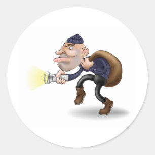 een dief in de nacht ronde sticker