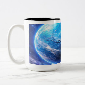 Een diepblauwe planeet tweekleurige koffiemok
