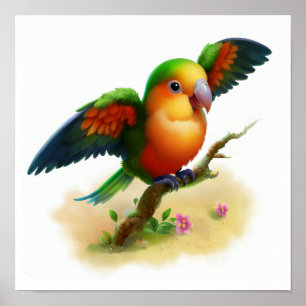 Een digitaal schilderij van een Schattigee Oranje Poster