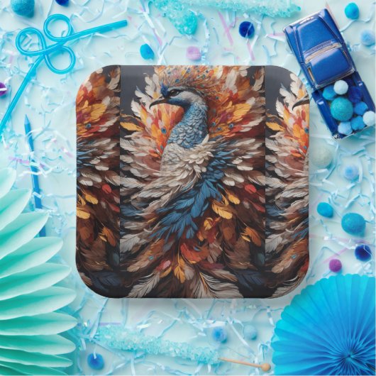 Een digitale Peacock Renaissance Papieren Bordje (Feest)