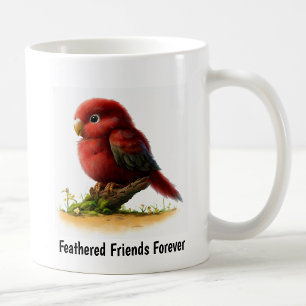 Een digitale schildering van een karmozijnrode ros koffiemok
