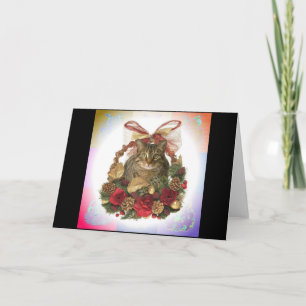 Een dikke kerstkat feestdagen kaart