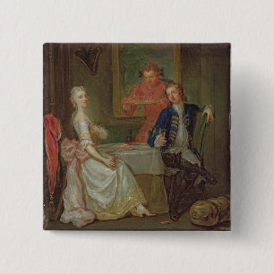 Een diner-gesprek (een Man en vrouw Drink op Vierkante Button 5,1 Cm