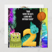 Een dinosaurus 2e verjaardag save the date (Voorkant / Achterkant)