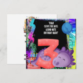 Een dinosaurus 3e verjaardag save the date (Voorkant / Achterkant)