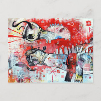 Een dinosaurus met naïeve geest in slangen briefkaart