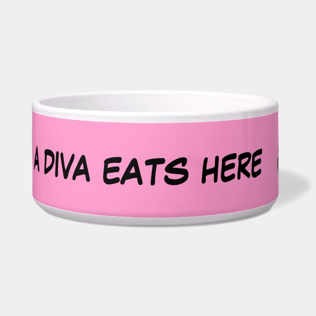 EEN DIVA EATS HIER Pet Bowl Voerbakje (Links)
