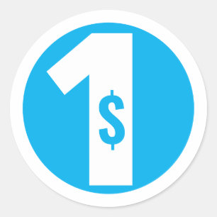 Eén dollar ronde sticker