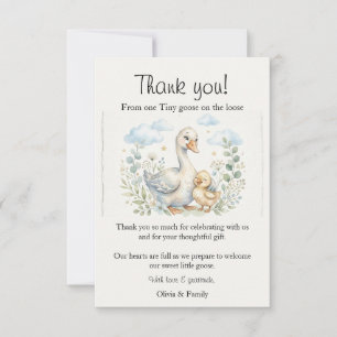 Een dom klein ganzenkuiken loopt los Baby Shower Bedankkaart