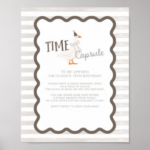 Eén Domme Gans 1e Verjaardag Tijdcapsule Bord Poster