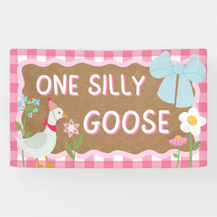 Eén domme gans babymeisje eerste verjaardag banner
