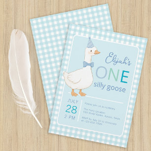 Eén domme gans blauwe jongen eerste verjaardagsfee kaart