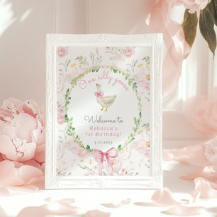 Eén domme gans Blush roze strik Verjaardag Welkom Poster