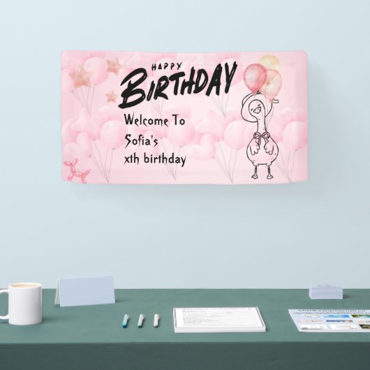 Eén domme gans gepersonaliseerde roze 1e verjaarda spandoek (Beurs)