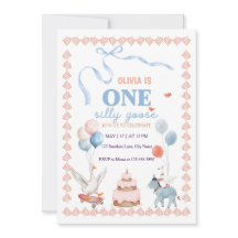 Eén domme gans meisje eerste verjaardag aquarel