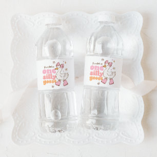 Eén domme gans roze meisje 1e verjaardag waterfles etiket